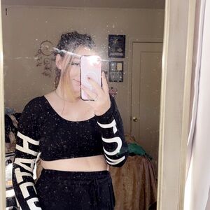 Chic Black Crop Top with White Lettering